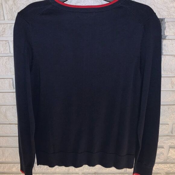 NWT⛵️Charter Club Navy Button Sweater Cardigan w/ embroidered ⛵️ sailboats Sz S - Picture 10 of 16